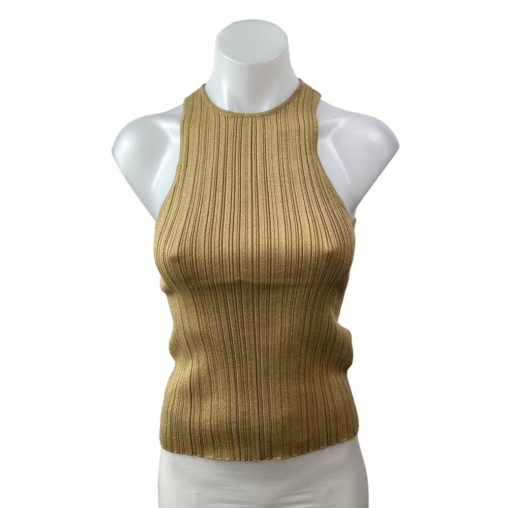 Madewell Signature Shimmer Knit Cutaway Brown Sleeveless Sweater Tank Top Sz XS
